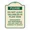Signmission Do Not Leave Valuables in Plain View Management Not Responsible for ANY Theft, A-DES-TG-1824-23280 A-DES-TG-1824-23280 - alternate 1